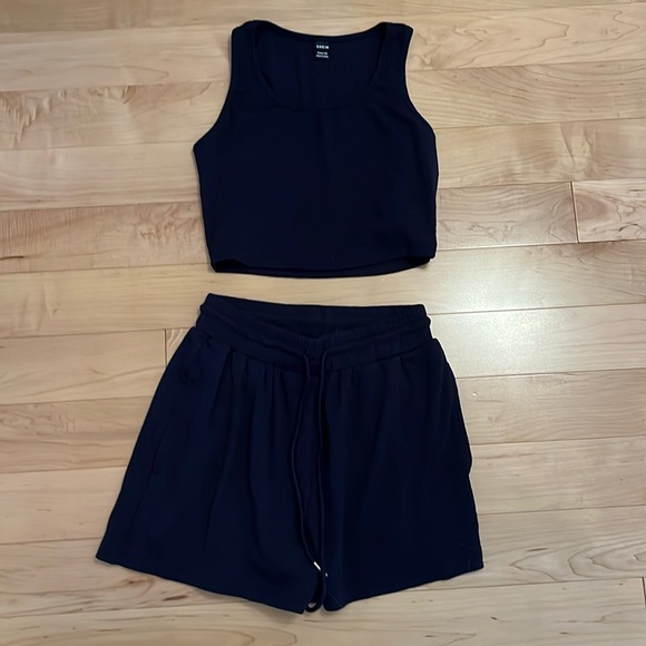 NWOT SHEIN PETITE Women’s Solid Crop Tank Top & Drawstring Waist Shorts - Picture 4 of 11